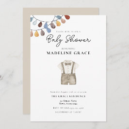 Cute Boho Clothes Boy Baby shower Invitation Kaart