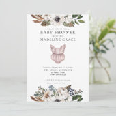 Cute Boho Clothes Girl Baby shower Invitation Kaart (Staand voorkant)