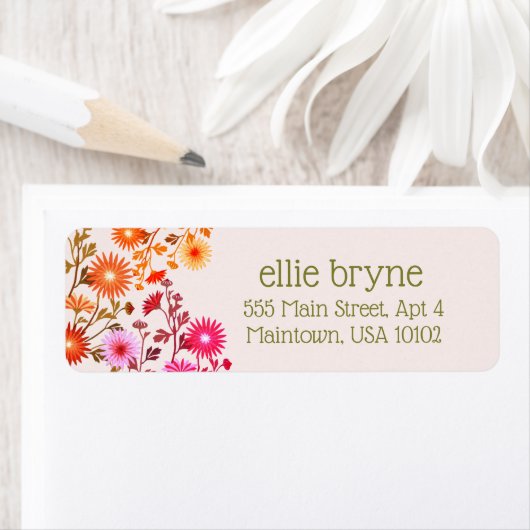 Cute Boho Country Pink Floral Label (Insitu)