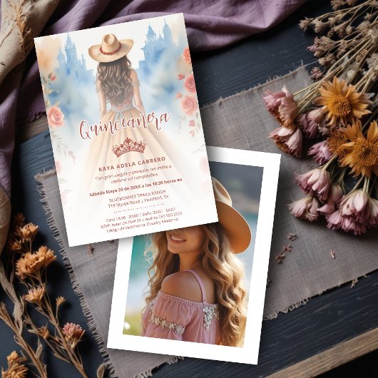 Cute Boho Cowgirl Charming Quinceañera with Kaart