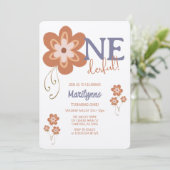 Cute Boho Daisy Onederful First Birthday Kaart (Staand voorkant)