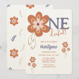 Cute Boho Daisy Onederful First Birthday Kaart