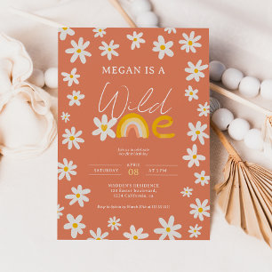 Cute boho daisy rainbow Wilde Eerste verjaardag ki Kaart