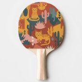 Cute Boho Desert Cats Cactus Succulent Pattern Tafeltennisbatje (Voorkant)