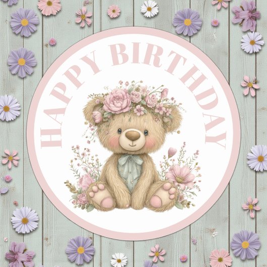 Cute Boho Dieren Verjaardagsfeestje Ronde Sticker