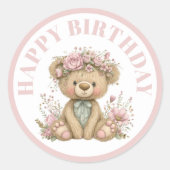 Cute Boho Dieren Verjaardagsfeestje Ronde Sticker (Voorkant)