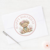 Cute Boho Dieren Verjaardagsfeestje Ronde Sticker (Envelop)