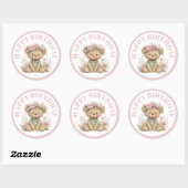 Cute Boho Dieren Verjaardagsfeestje Ronde Sticker (Vel)