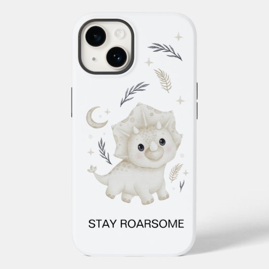 Cute Boho Dinosaurus iPhone Hoesje - Blijf Roarsom (Achterkant)