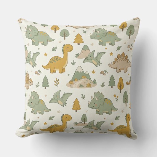 Cute Boho Dinosaurus Patroon Buitenkussen Kussen (Voorkant)