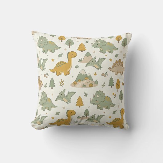 Cute Boho Dinosaurus Patroon Kussen (Voorkant)