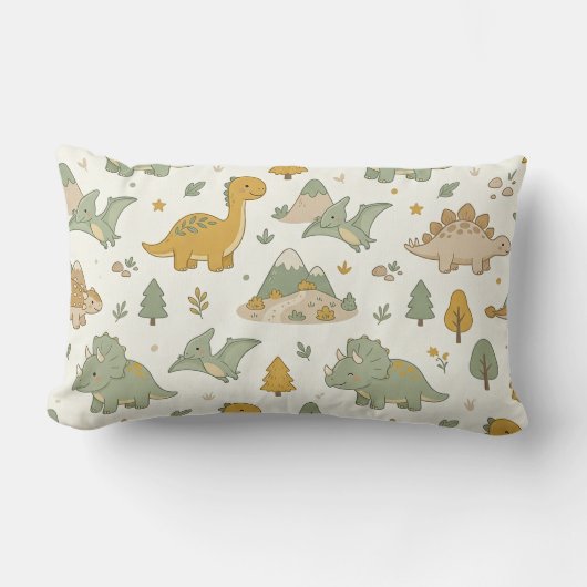 Cute Boho Dinosaurus Patroon Lendekussen Kussen (Voorkant)