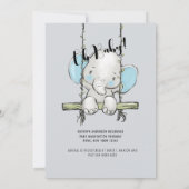 Cute Boho Elephant Oh Baby shower Kaart (Achterkant)