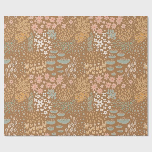 Cute Boho Floral Cadeaupapier (Vlak)