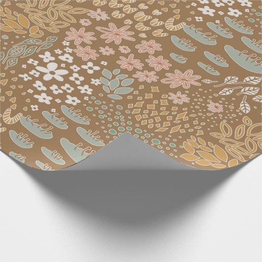 Cute Boho Floral Cadeaupapier (Hoek)