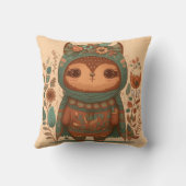 Cute boho floral owl cartoon kussen (Achterkant)
