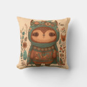 Cute boho floral owl cartoon kussen (Voorkant)