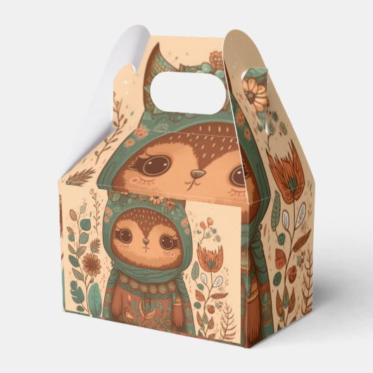 Cute boho floral owl custom bedankdoosjes (Achterkant)