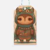 Cute boho floral owl custom cadeaulabel (Voorkant)
