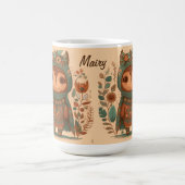 Cute boho floral owl custom koffiemok (Center)