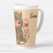 Cute boho floral owl custom latte mok (Rechterhoek)