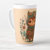 Cute boho floral owl custom latte mok (Linkerhoek)