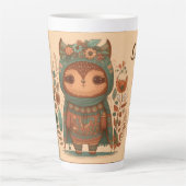 Cute boho floral owl custom latte mok (Voorkant)