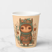 Cute boho floral owl custom papieren bekers (Achterkant)