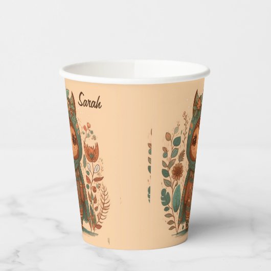 Cute boho floral owl custom papieren bekers (Links)