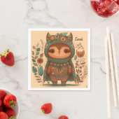 Cute boho floral owl custom servet (Insitu)