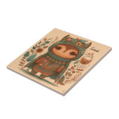 Cute boho floral owl custom tegeltje (Zijkant)