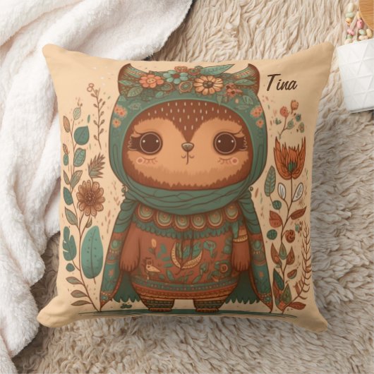 Cute boho floral owl kussen (Deken)