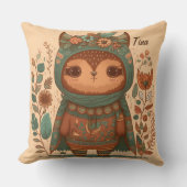 Cute boho floral owl kussen (Voorkant)