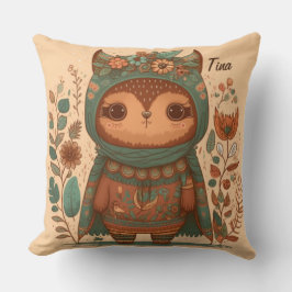 Cute boho floral owl kussen