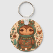 Cute boho floral owl sleutelhanger (Achterkant)