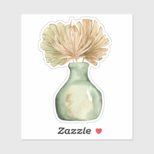Cute Boho Floral Pastel Leaf Green Sticker (Vel)