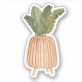 Cute Boho Floral Pastel Leaf Green Sticker (Voorkant)