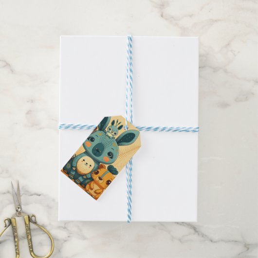 Cute boho floral rabbit custom  cadeaulabel (Met Touw)