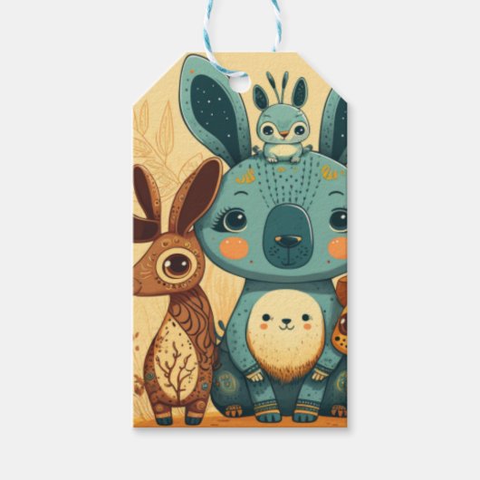 Cute boho floral rabbit custom  gift ta cadeaulabel (Voorkant)