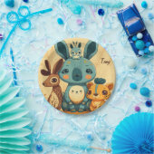 Cute boho floral rabbit custom  papieren bordje (Feest)