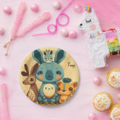 Cute boho floral rabbit custom  papieren bordje (Feest)