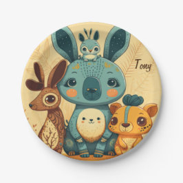 Cute boho floral rabbit custom  papieren bordje