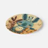 Cute boho floral rabbit custom  papieren bordje (Gekanteld)