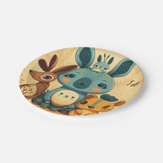 Cute boho floral rabbit custom papieren bordje (Gekanteld)