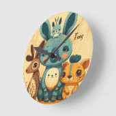 Cute boho floral rabbit custom ronde klok (Hoek)