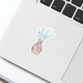Cute Boho Floral Vase Blue Sticker