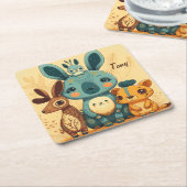 Cute boho florale konijn kartonnen onderzetters (Schuin)