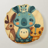 Cute boho florale konijn rond kussen (Achterkant)