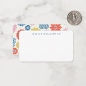 Cute Boho Flower Blue Custom Name Cadeaubehuizing Notitiekaartje (Voorkant / Achterkant in situ)