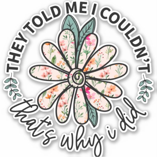 Cute Boho Flower Inspiration Motivatie Sticker (Voorkant)